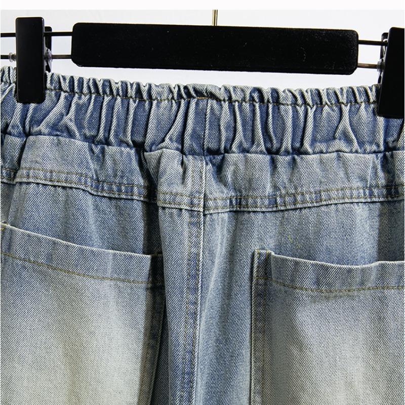 DIMANAF Большой размер 2025 Женские брюки Летние Свободные джинсы Длинные С высокой талией Базовые брюки Эластичная талия 5XL