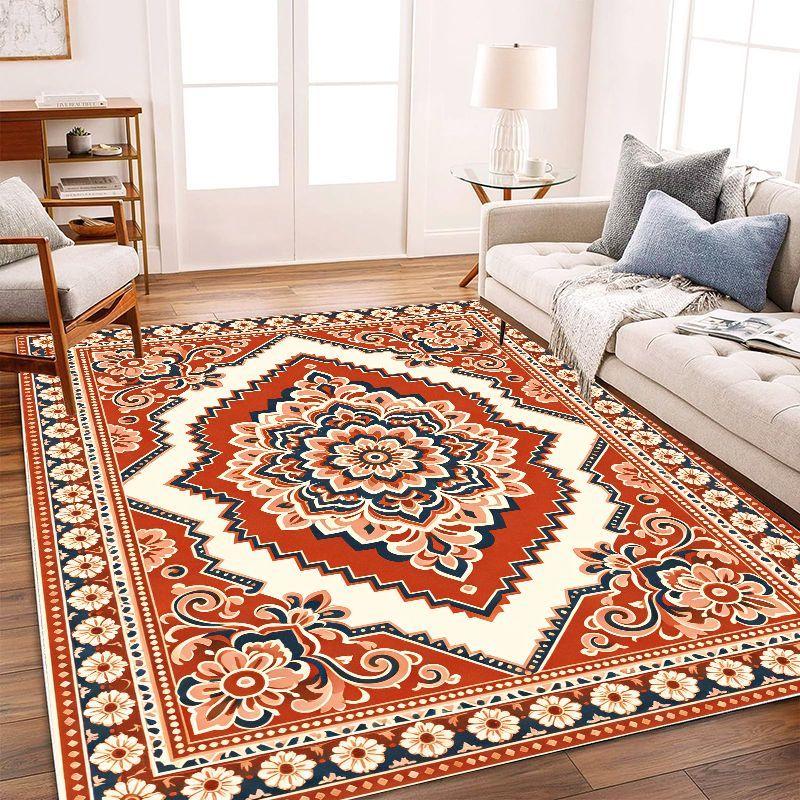Light Luxury Retro Persian Carpet Soft Anti slip Washable Floor Mat Living Room Bedroom Study Home Decoration