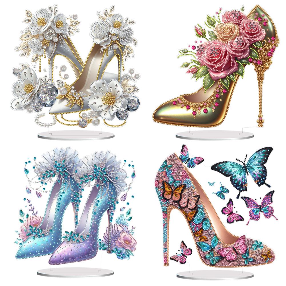 2D Flat High Heels DIY 5D DIY Diamond Art Tabletop Decorations Diamond Painting Desktop Decorations Bedroom Table Decoration