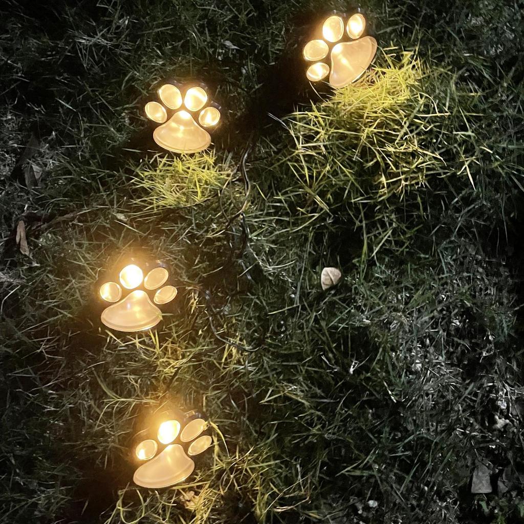 Paw Print Solar Lights 4 in 1 Waterproof Solar Outdoor Lights LED Solar Dog Paw Print Decor Lamp for Patio Lawn Yard Pathway