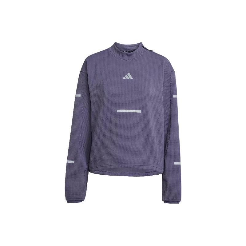 Adidas Adi365 Running Crewneck Logo Reflective Moisture-Wicking Warm Running Waffle Sweatshirt Women Sweatshirt JP3844
