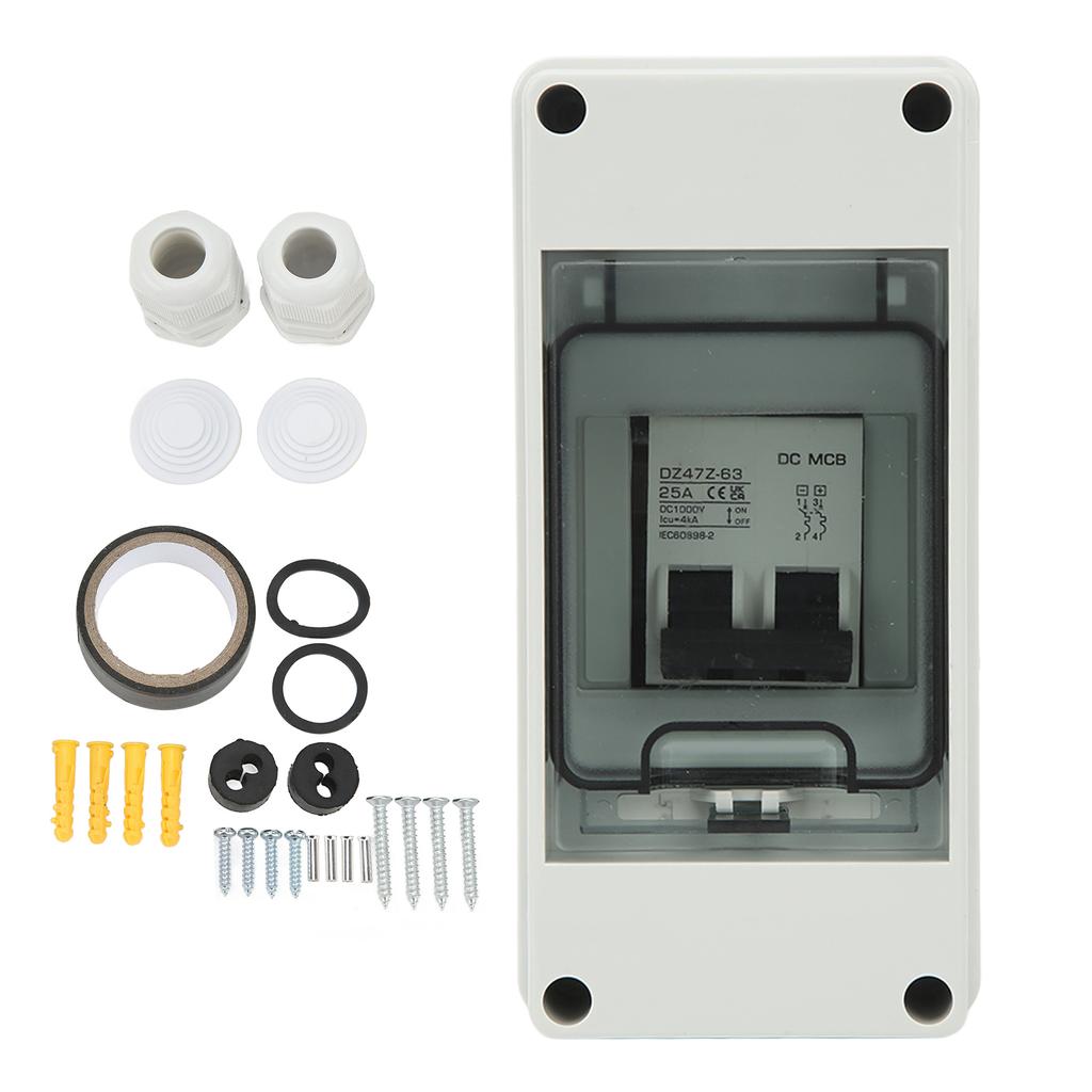 DC Miniature Circuit Breaker 2P 25A IP65 Pa66 Housing Circuit Breaker for Solar Off Grid System 1000V