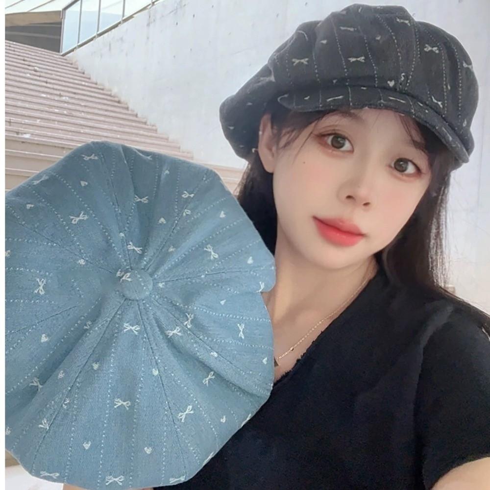 Японский Ретро Берет с Бантом Облако Кепка Газетчика Инс Восьмиугольная Кепка Весна и Осень