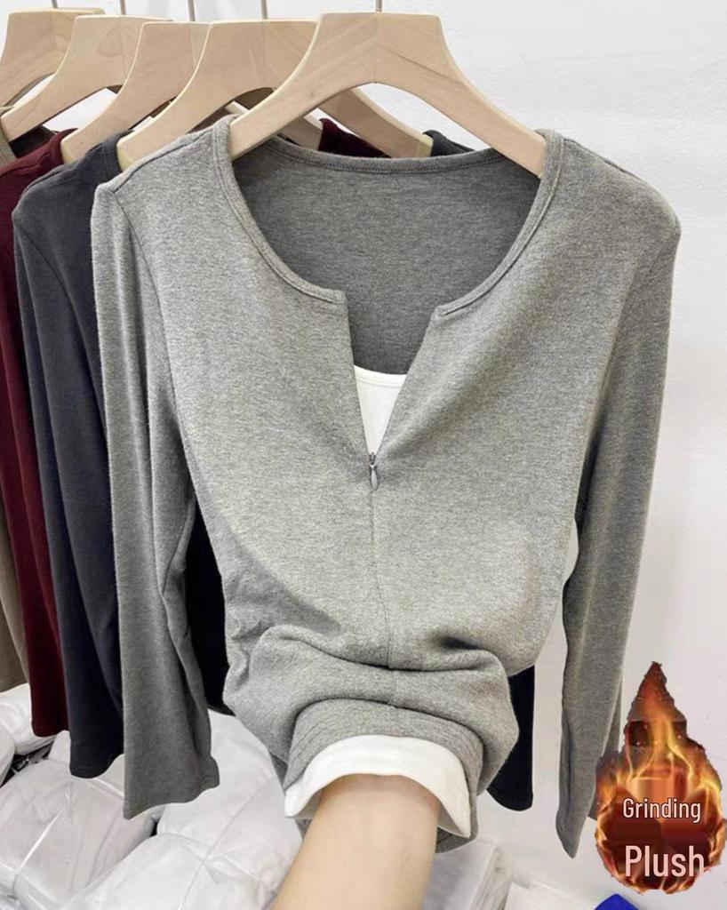 Новая женская футболка с длинным рукавом, имитирующая двойку, для осени и зимы