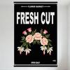 FLOWER MARKET Fresh Cut Flowers Metal Tin Sign Vintage Black White Poster with Pink Peonies Illustration Open Daily for Home Wal