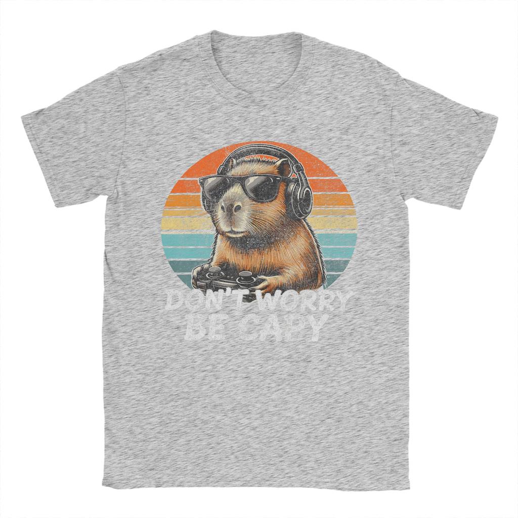 Dont Worry Be Capy Capybara Retro Gaming T Shirt Beach Cotton T Shirts For Couple Hippie Casual Tee Shirt ShortSleeve YK Tops
