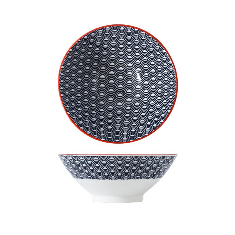 9 Inch Large Ramen Bowl Japanese Underglaze Ceramic Tableware Noodle Soup Bowl for Home