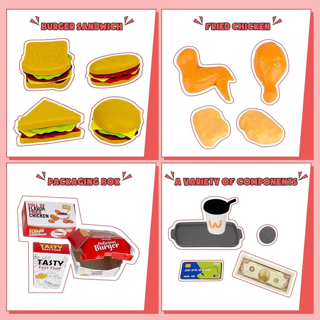 71 шт. ролевые игры игрушки фастфуд игрушки кассовый аппарат реалистичные наборы еды для малышей диспенсер для воды гамбургер сэндвич