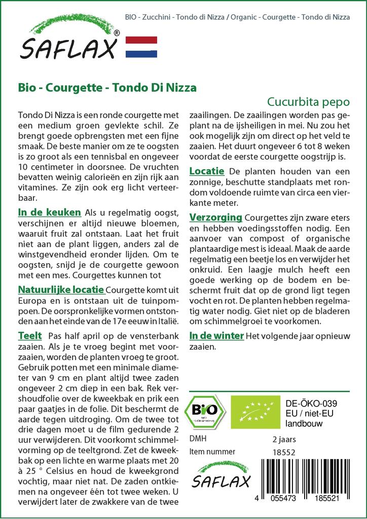 SAFLAX Garden in the Bag - Органический - Кабачок - Tondo di Nizza - 5 семян - С субстратом в подходящем пакете-стойке - Cucurbita pepo