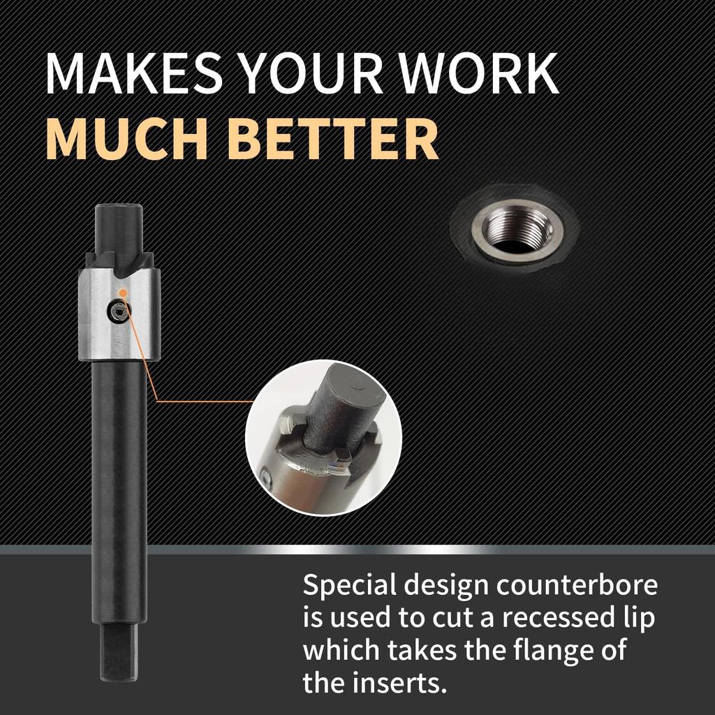 M6X1.0 Thread Repair Kit With 9.4Mm Ert HSS Drill, Tap, Tallation Driver, Counterbore, Stainless Steel Ert M6X1.0X9.4MmX10 PCS