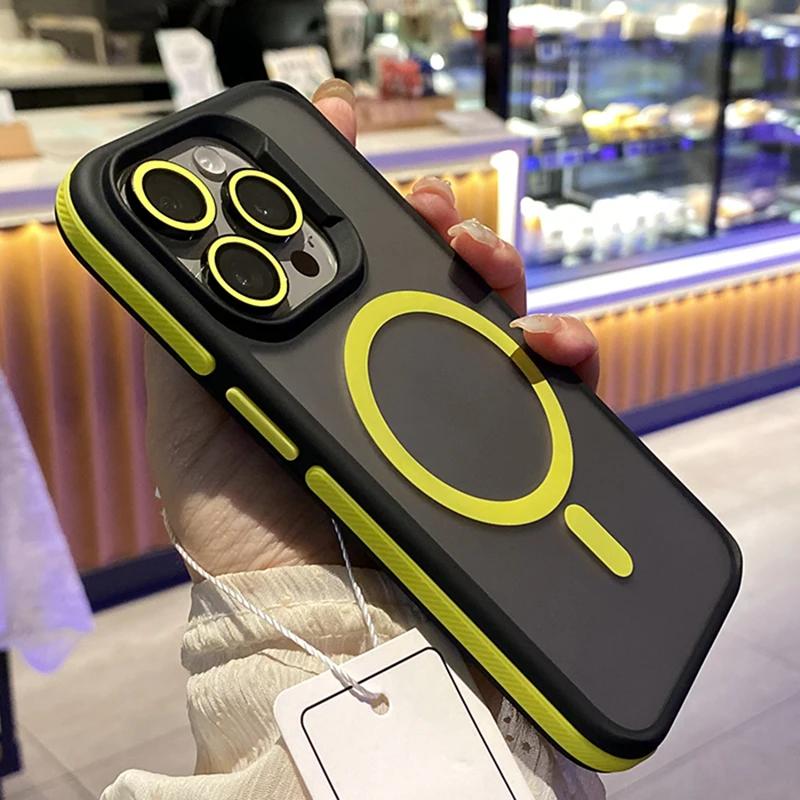 Новый чехол для телефона в стиле пэчворк для iPhone 16 15 14 13 12 11 Pro Max Plus с противоскользящим покрытием, прозрачный, с магнитным креплением Magsafe