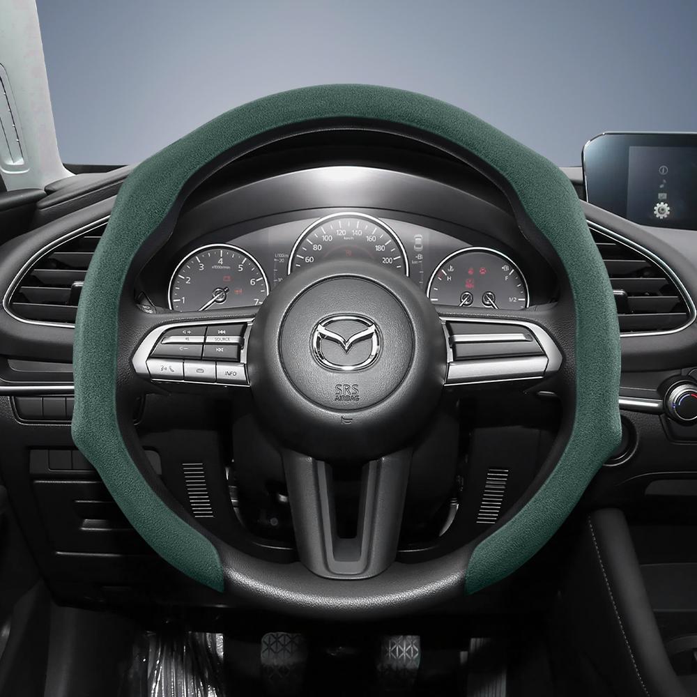 Подходит для Mazda Premium Замшевая накладка на руль с кнопками, Нескользящая и прочная, Доступны круглые и D-образные рули 3 Cx5 6 2 Cx30 Cx3 6G