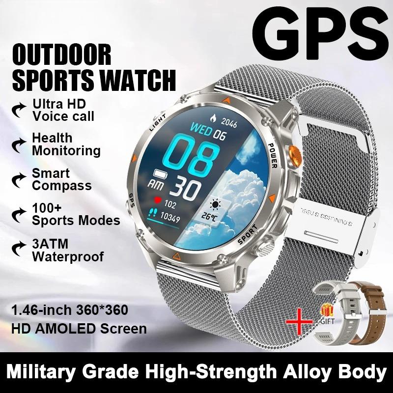 New Military Outdoor GPS Positioning SmartWatch Men Run RIDE Fitness GPS Tracer 10ATM/IP69 Compass HD call Sports Watch bracelet