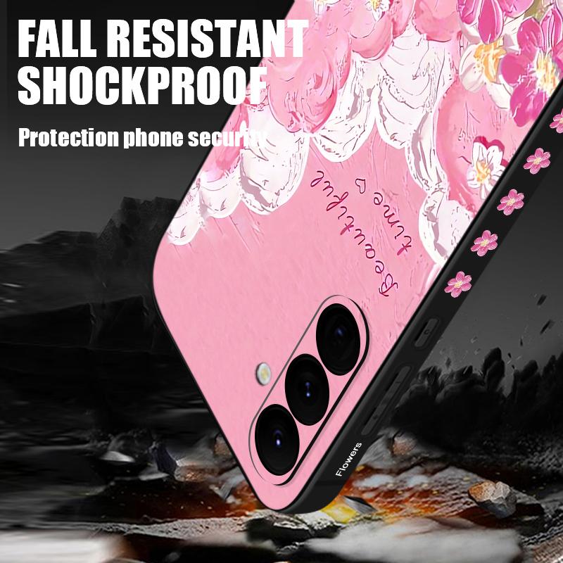 Чехол с масляной живописью и цветочным принтом для Samsung Galaxy S24 S22 Ultra Plus S23 S21 S20 Fe A55 A54 A52 A35 A15 5g с ремешком противоударный мягкий тонкий чехол из ТПУ