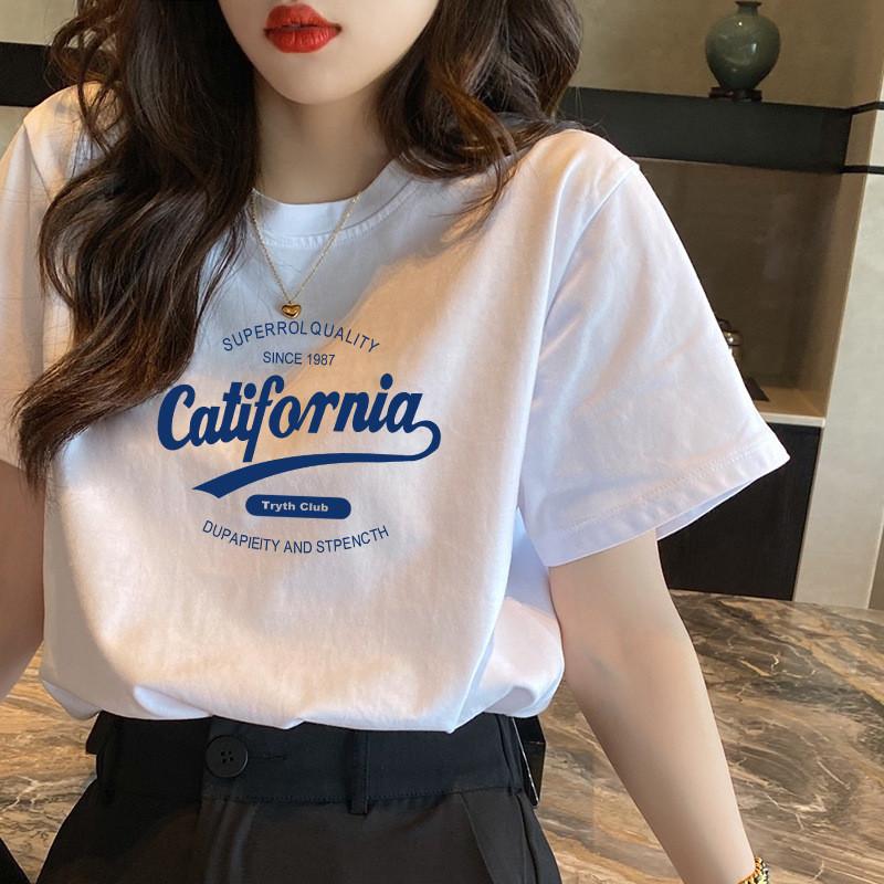 Casual White Cotton T Shirt With 3d Print For Spring Summer Daily Wear
