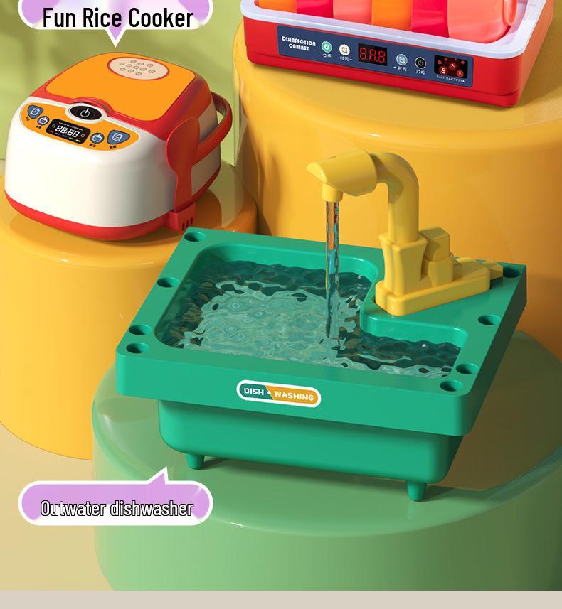 Мини-кухонный игровой набор для девочек: Игрушки для мытья посуды, стола, раковины и фруктов для детей 2-3 лет