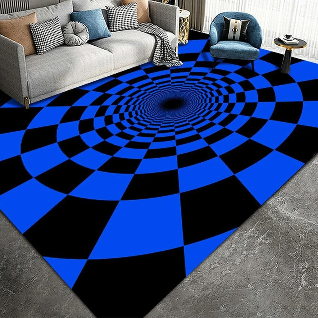 Teenager 3D Effect Vortex Illusion Carpet Entrance Living Room Bedroom Rug Geometric Optical Doormat Illusion Home Decor Mat