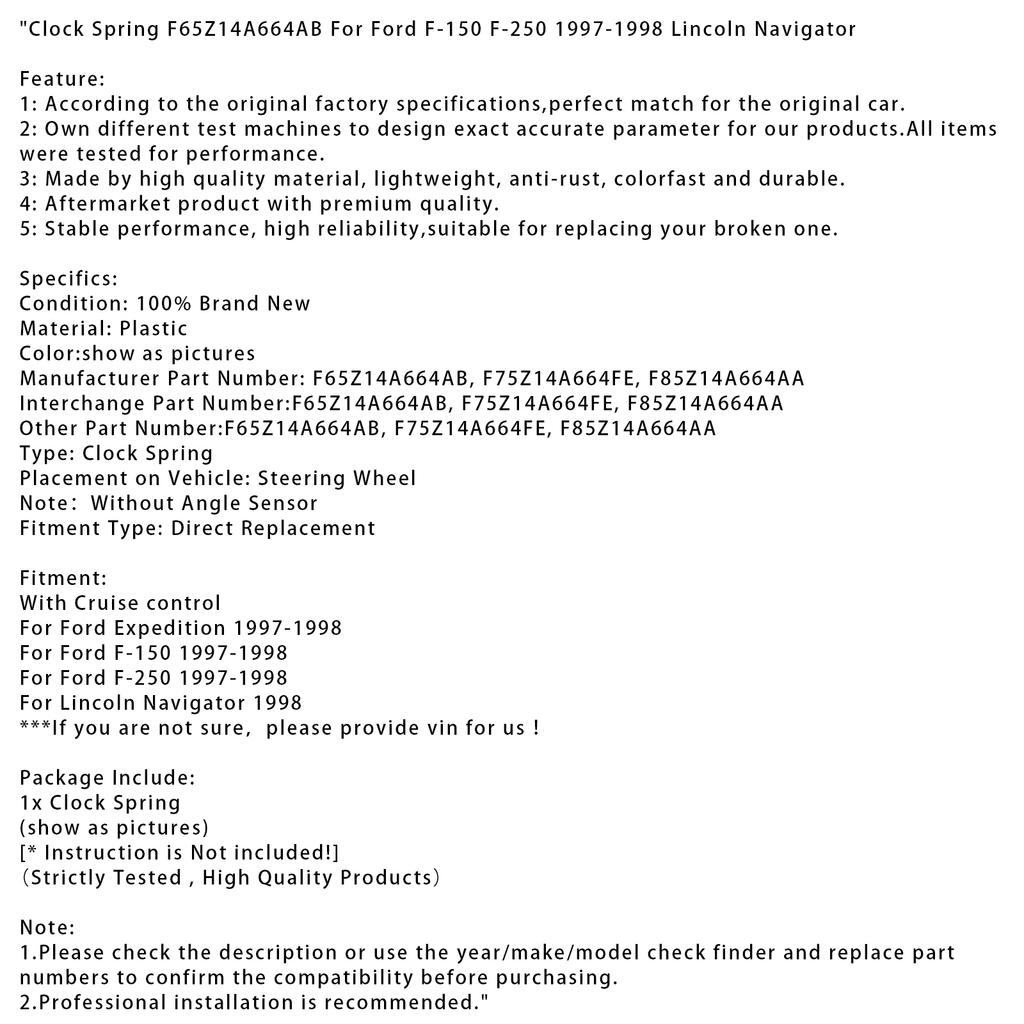 Clock Spring F65Z14A664AB For Ford F-150 F-250 1997-1998 Lincoln Navigator
