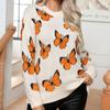 IHUASU Women's Three-dimensional Butterfly Jacquard Jumper Loose Autumn and Winter Long-sleeved Knitwear