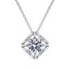 Pure S925 Sterling Silver Necklace For Women 1ct VVS Moissanite Diamond Jewelry Classic Square Pendant Clavicle Chain
