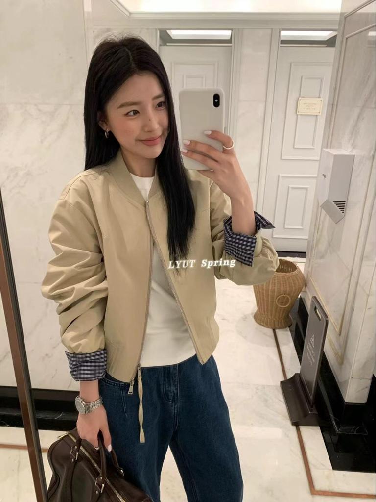 Женская бейсбольная куртка в корейском стиле, розовая, с вставками - модная весенняя коллекция 2025