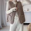 Fall Women Zipper Vest Coat Faux Lamb Fur Warm Cardigan Casual with Pockets Sleeveless Jackets Winter Office Thickened Vest Coat