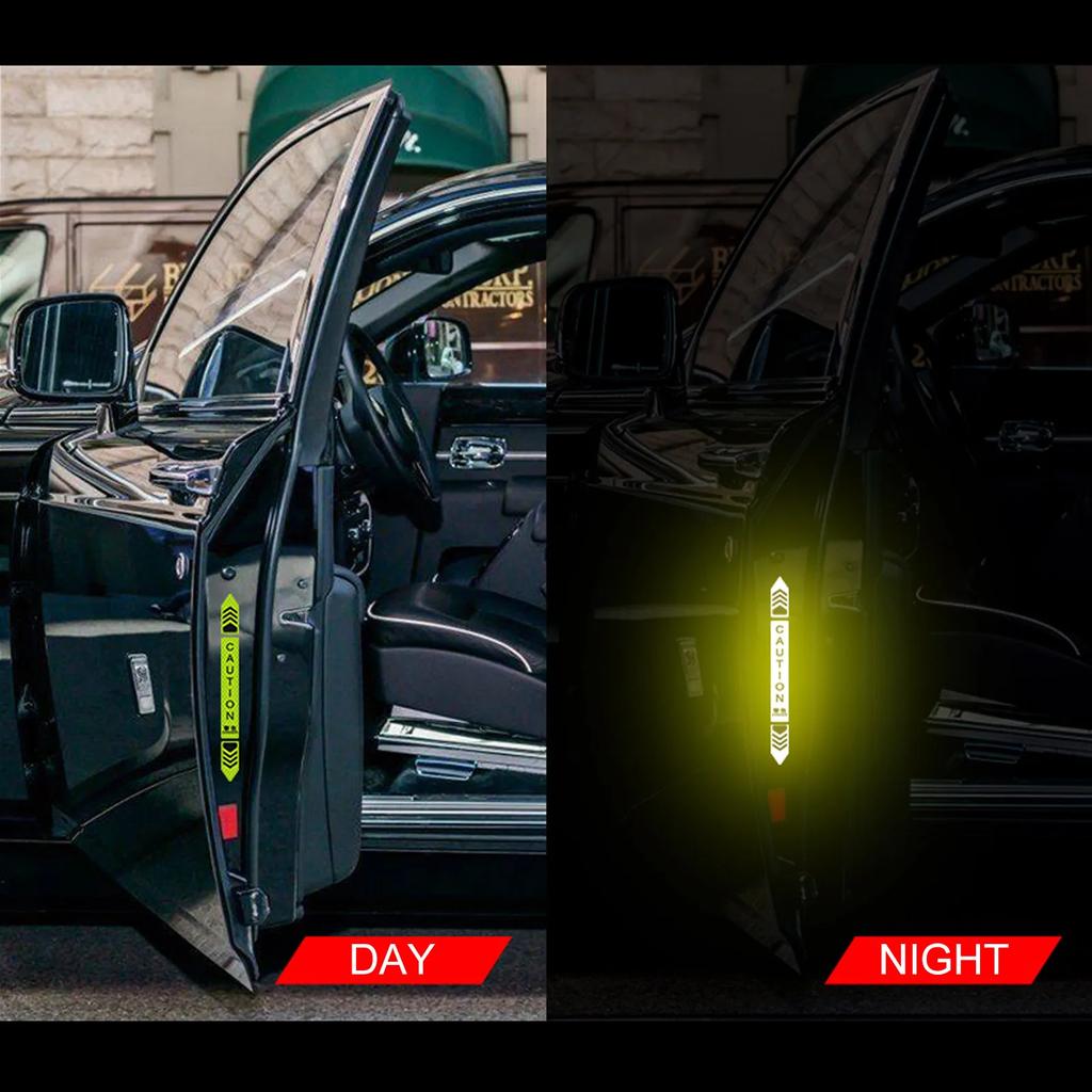 4PCS Reflective Car Door Sticker Safety Opening Warning Reflector Tape Decal Car Accessories Exterior Interior Reflector Sticker