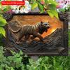2d Flat 30*20cm, Vintage White Tiger Mountain Run Wooden Wall Art, Wooden Sign for Bedroom, Conference Room and Outdoor Decor Durable.