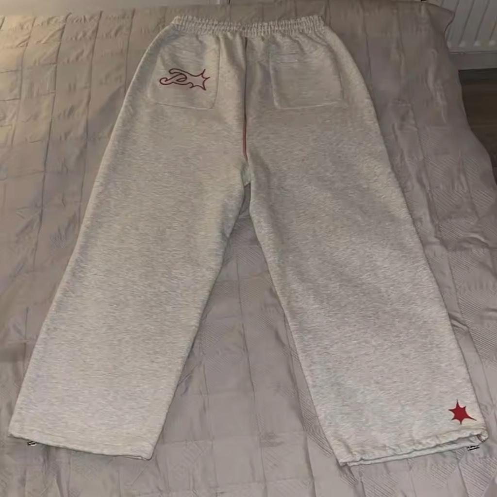 Y2K Casual Pants Mens Womens Harajuku Hip Hop Letter Graphics Embroidered Baggy Pants Joggers Elastic Waist Sweatpants