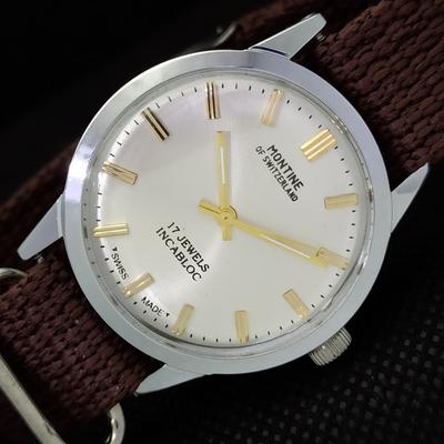 ВОССТАНОВЛЕННЫЕ ВИНТАЖНЫЕ МЕХАНИЧЕСКИЕ МУЖСКИЕ ЧАСЫ MONTINE OF SWITZERLAND 17J a285418-10