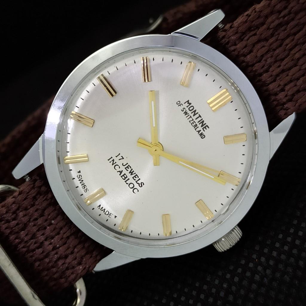 ВОССТАНОВЛЕННЫЕ ВИНТАЖНЫЕ МЕХАНИЧЕСКИЕ МУЖСКИЕ ЧАСЫ MONTINE OF SWITZERLAND 17J a285418-10