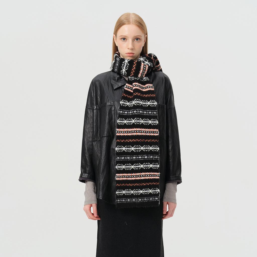 Retro Jacquard Wool Blend Scarf Women's Universal Autumn and Winter Atmosphere Japanese Soft Scarf