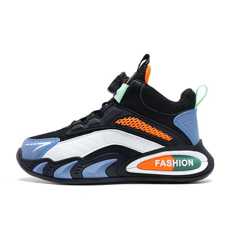 Boys Mesh Sneakers Medium and Older Children's Button Running Shoes Children's Shoes Spring Skates Popular Basketball Shoes