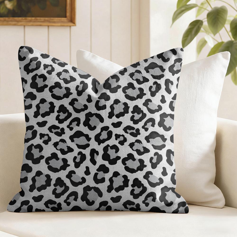 Pink Leopard Pattern Cushion Cover Natural Linen Double Sided Print Throw Pillow Case for Sofa Couch Home Decor