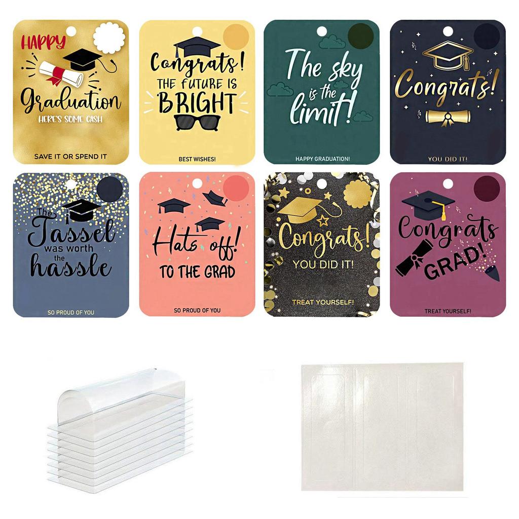 8 Packs Of Graduation Season Cash Card Clips, Checks, Fun Lipstick Clips, Gift Card Clips, Unique Plastic Dome Covers, And Double-sided Adhesive.