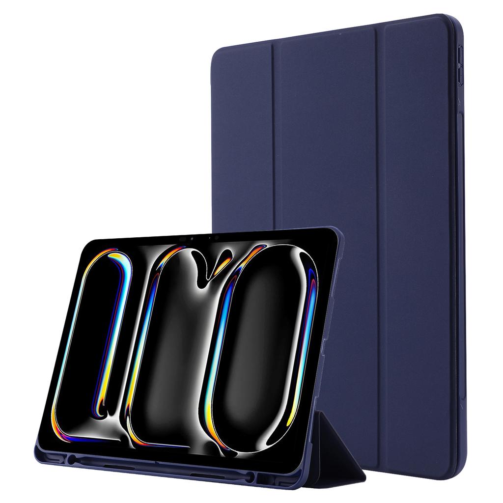 Для iPad Про 13 (2025)/13 (2024) Чехол-книжка с покрытием Skin-Touch, кожаный, трехскладной, с подставкой и держателем для стилуса, для планшета