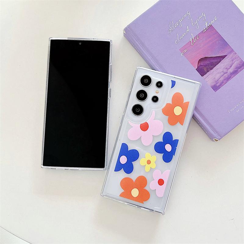 Прозрачный чехол для телефона с цветочным рисунком для Samsung Galaxy S24 S23 S22 Plus Note 20 Ultra S21 S20 FE, силиконовая мягкая задняя крышка из ТПУ