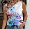 Женский летний позиционный жилет с нарисованными цветами, модный, повседневный топ для женщин