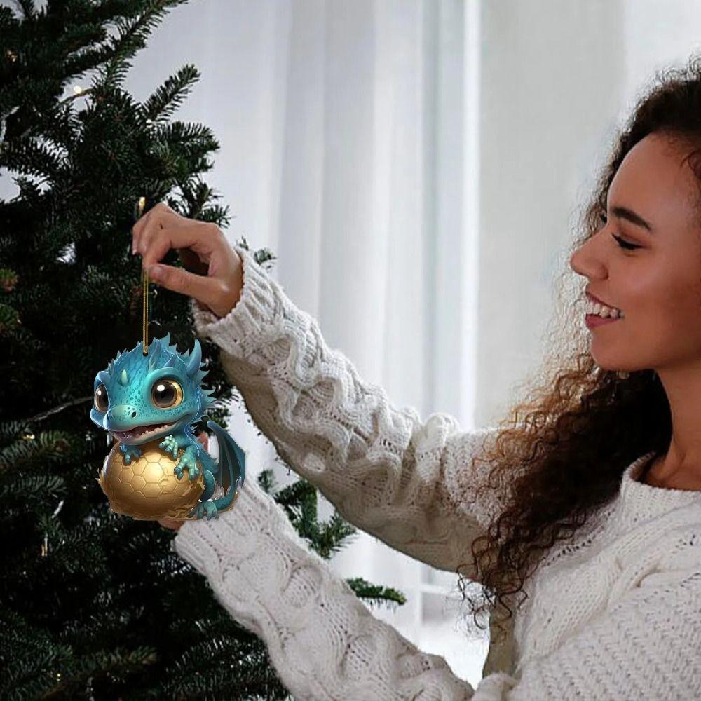 Акриловые Драконы Рождественские Елочные Украшения Новый Год Украшение на Зеркало Заднего Вида Автомобиля Фестиваль