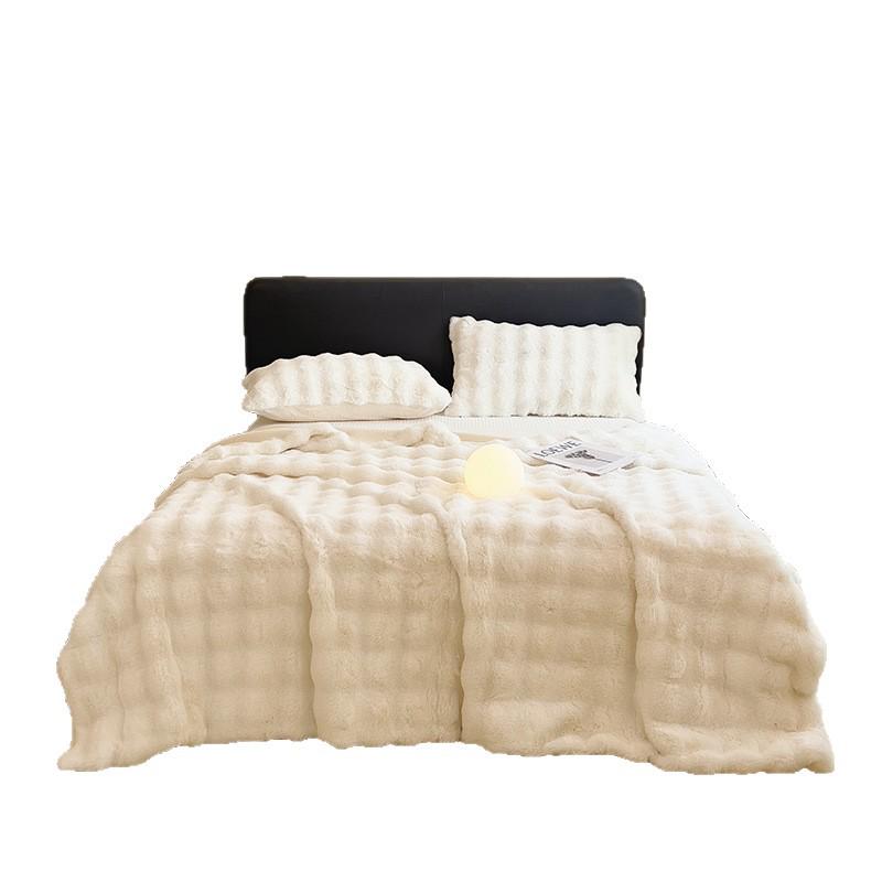 Winter Faux Rabbit Fur Flannel Bedsheet - Thick Plush Milk Velvet Coral Fleece for Dormitory Single Bed
