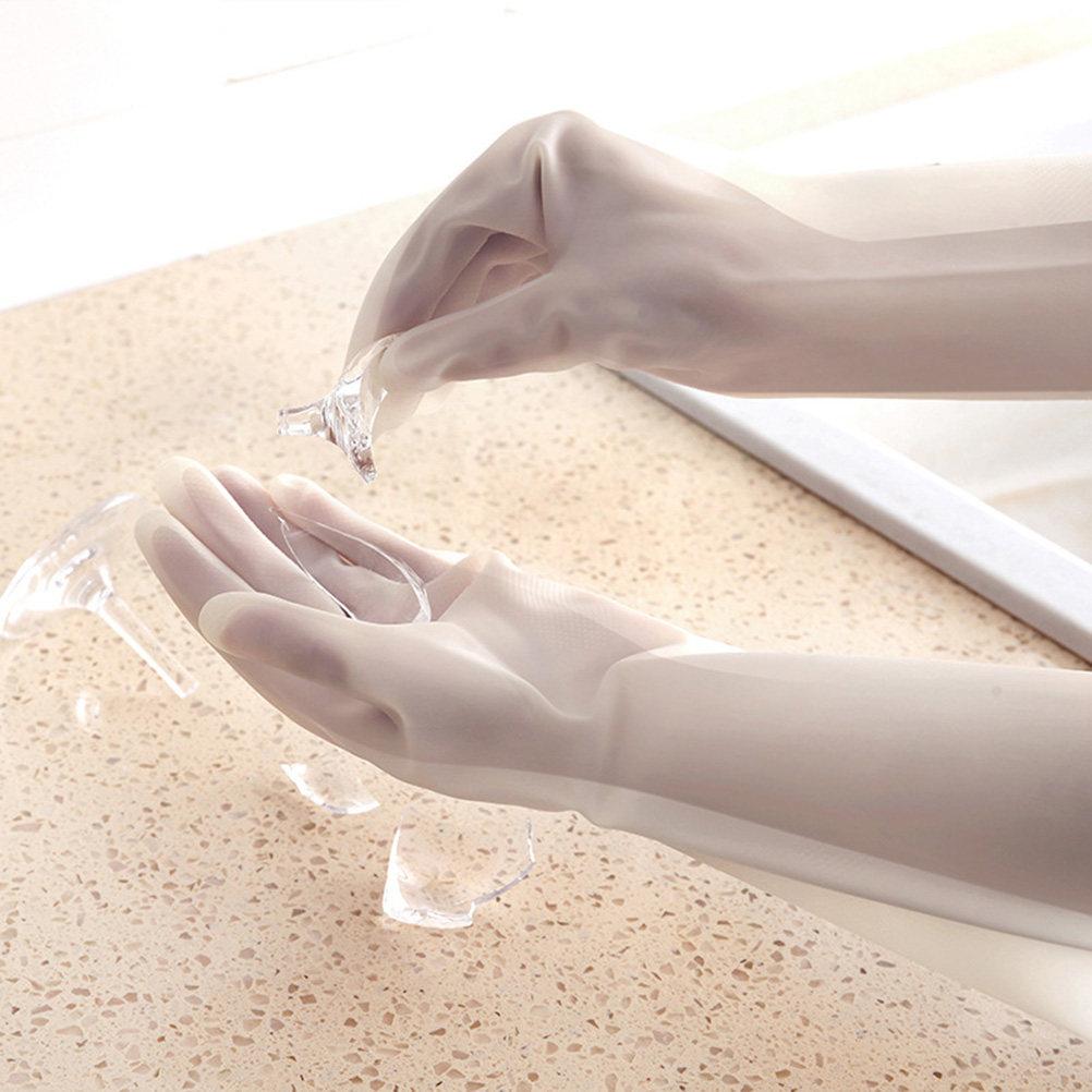 1Pair Waterproof PVC Dishwashing Gloves for Kitchen Cleaning Car Washing Window Cleaning Laundry Heavy Duty Anti Skid Household