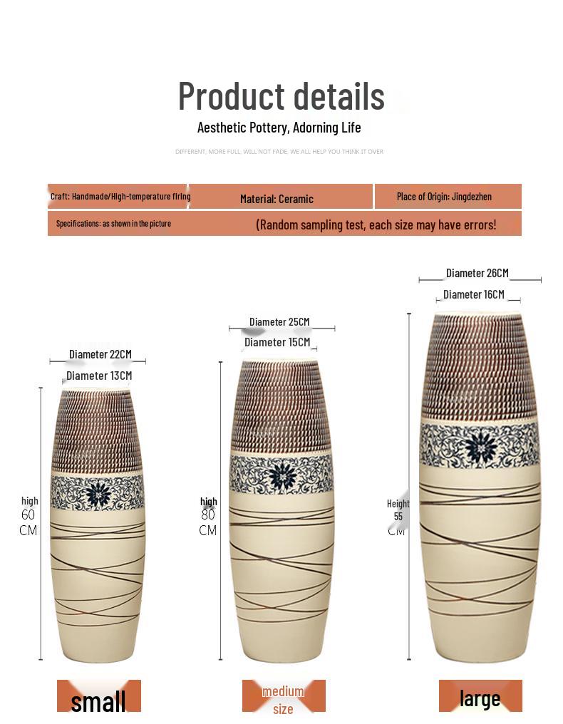 Большая европейско-китайская керамическая напольная ваза для дома и гостиной, цветочный декор