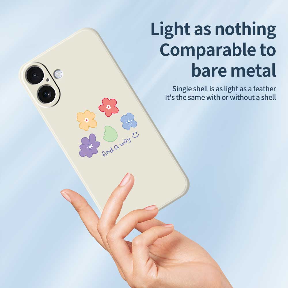 For iPhone 17 Case Five Colors Flowers Pattern Printing Straight Edge TPU Phone Back Cover