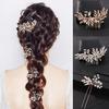 Trendy Leaf Pearl Rhinestone Crystal Bridal Hair Comb Wedding Hair Accessories Bride Headpiece Hair Ornaments Women Hair Jewelry