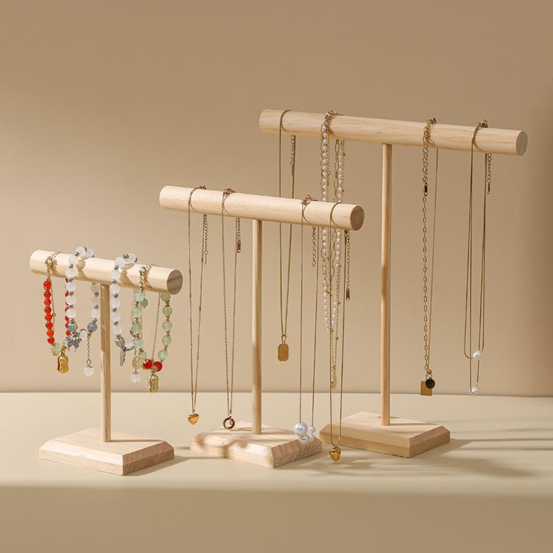 Т-образный дисплей для украшений, подставка для ожерелий, держатель для браслетов, органайзер для резинок для волос, деревянная стойка для хранения, дисплей для украшений