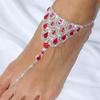 Ruby Red Crystal Anklet Rhinestone Foot Chain for Women Boho Rhinestone Finger Toe Anklet Barefoot Sandal Foot Jewelry