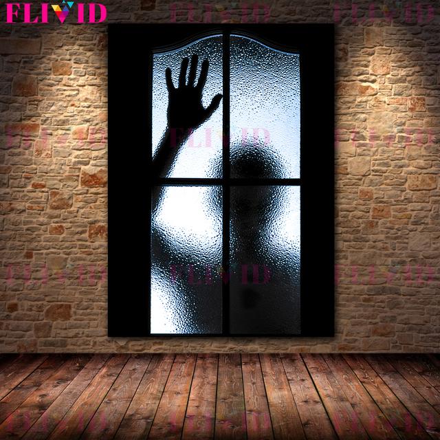Ужасные фигурки призраков в окне Ретро настенная живопись на холсте Таинственная паника Художественные плакаты и принтеры