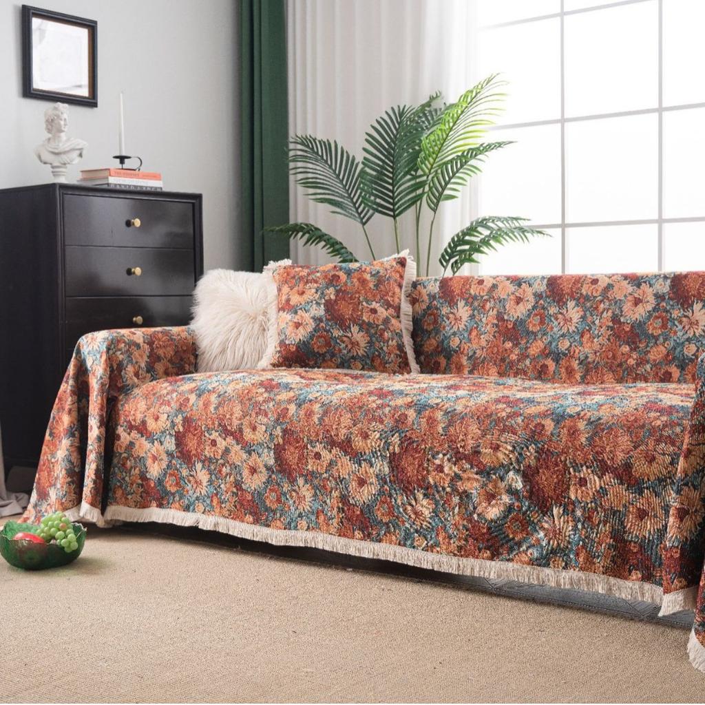 Jacquard Sofa Towel Monet Oil Painting Fringed Four-season Universal Full Cover All-inclusive Universal Cover Blanket Sofa Cover