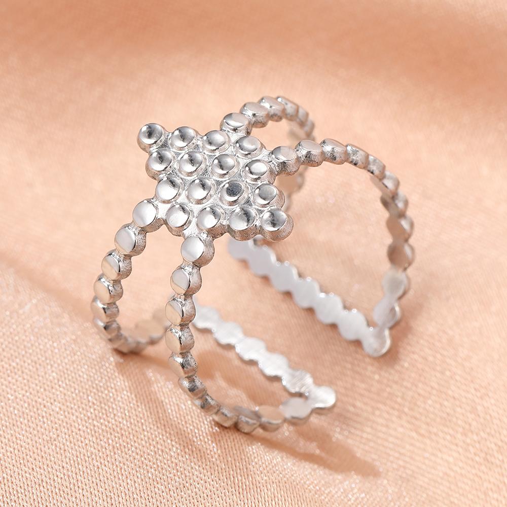 Stainless Steel Rings Minimalist Geometric Personality Snake Adjustable Open Ring Fashion Trending Ring For Women Zircon Gifts