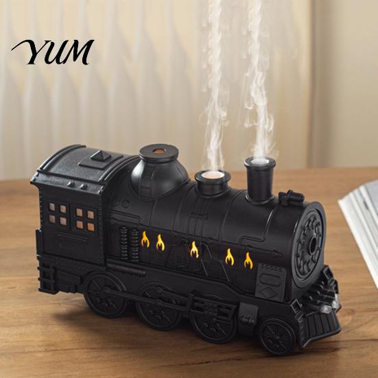 Quiet Ultrasonic Humidifiers for Baby Room Vintage Steam Train Aroma Diffuser, 300ml Cool Mist Humidifier with Dual Silent Diffuser LED Lights,